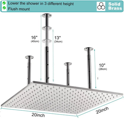 20" LED Rain Shower System - Brushed Nickel & Body Jets
