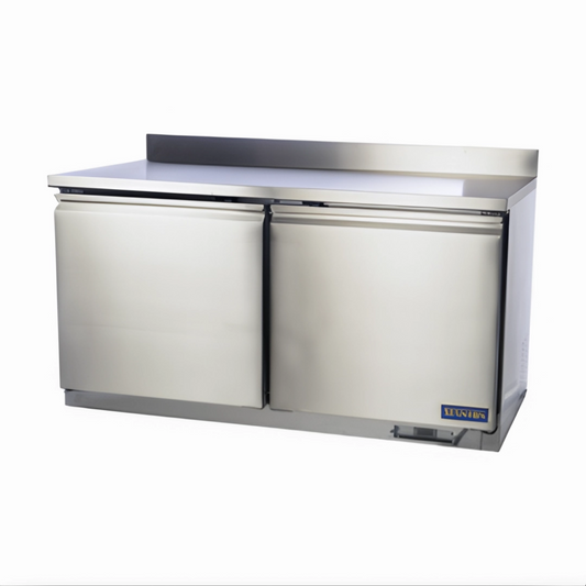 57" Commercial Worktop Refrigerator | 2-Section Stainless Steel Prep Fridge