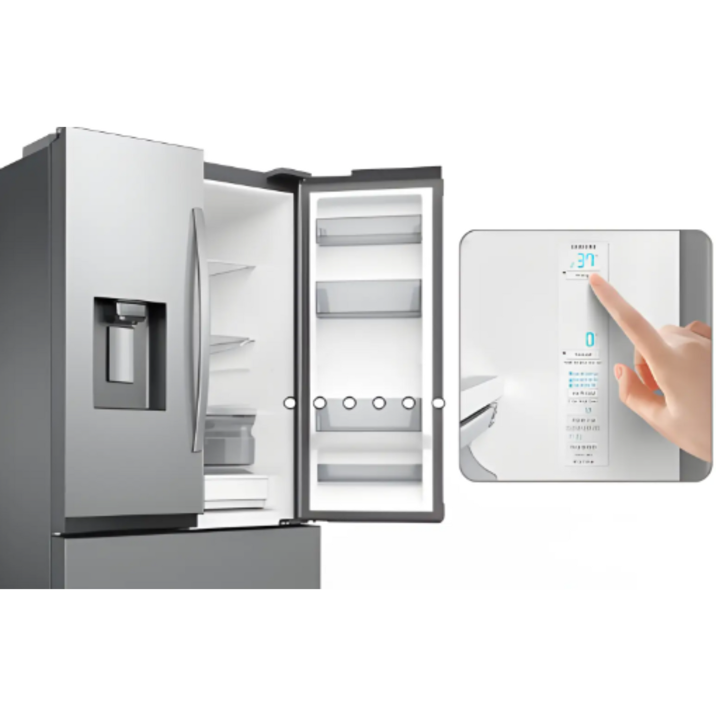 LuxChill Stainless Steel Refrigerator with Interactive Screen