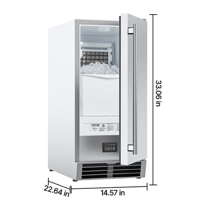 Undercounter Ice Maker Machine – 50 lbs/Day, Built-In with Reversible Door