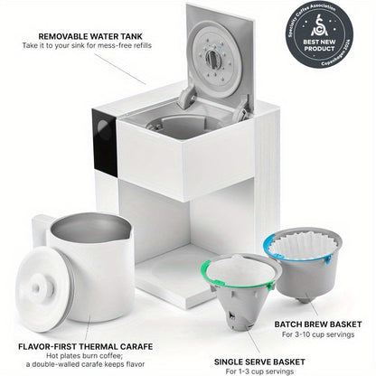 Precision Drip Coffee Maker with Thermal Carafe – 10 Cup, Matte White
