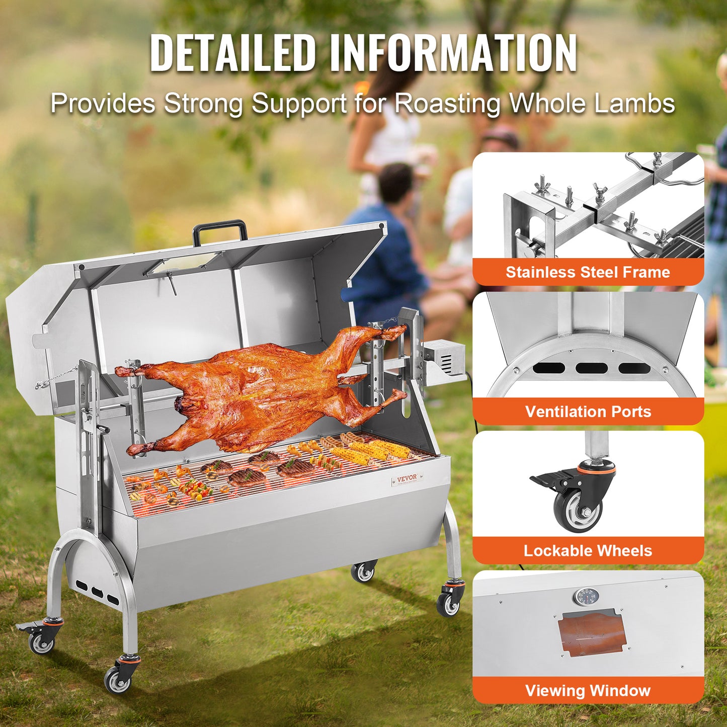 Rotisserie Roaster BBQ Grill – Pig, Lamb & Chicken Spit Roaster