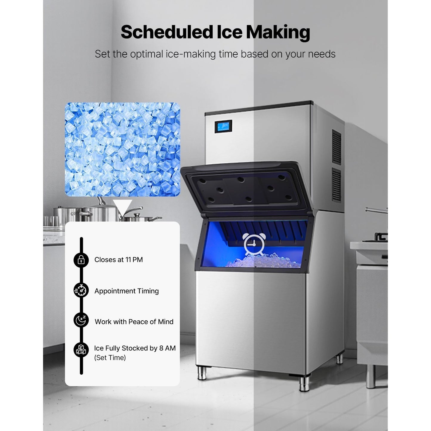Ice Machine Stainless Steel, 800 lbs/24h Modular Ice Maker Head – 26"