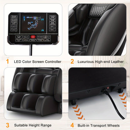 Zero Gravity Full Body Massage Chair with Heat, Airbags & Foot Roller