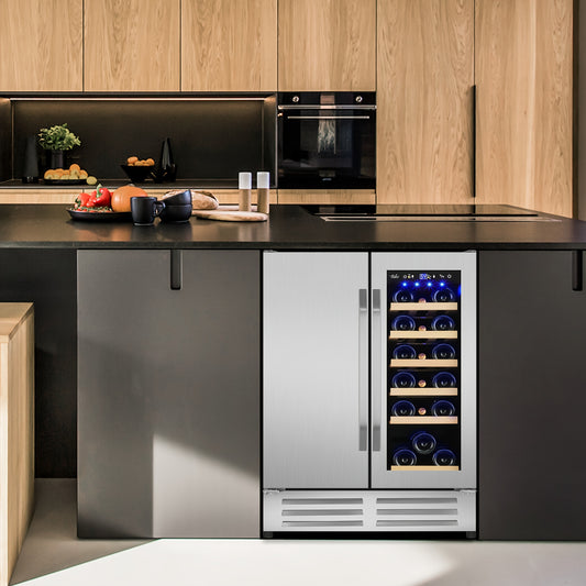 Dual Zone Wine & Beverage Cooler – 18 Bottles & 57 Cans, 23.4"