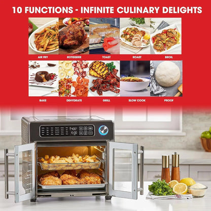 Extra Large French Door Air Fryer Toaster Oven Combo – 26QT Stainless Steel
