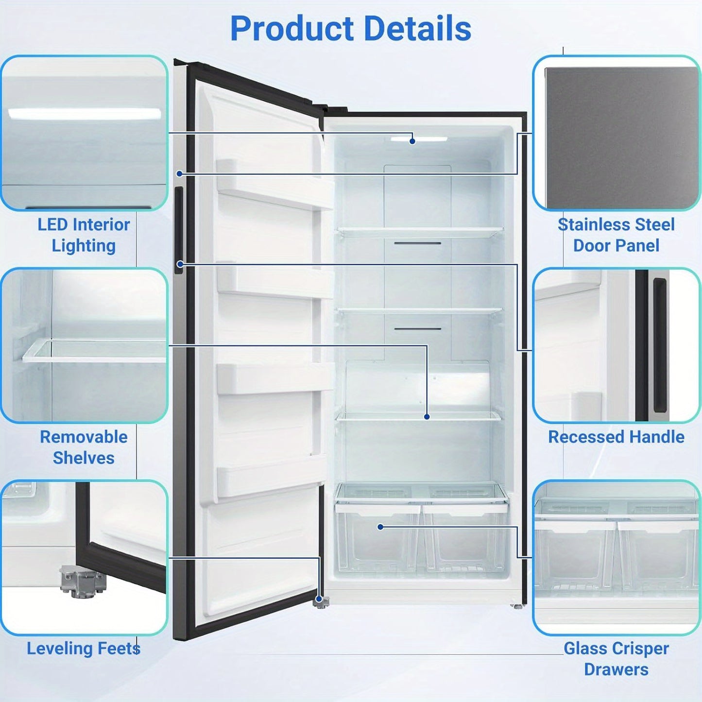 Gal Upright Freezer – Convertible Freezer/Refrigerator with LED Light & Reversible Door